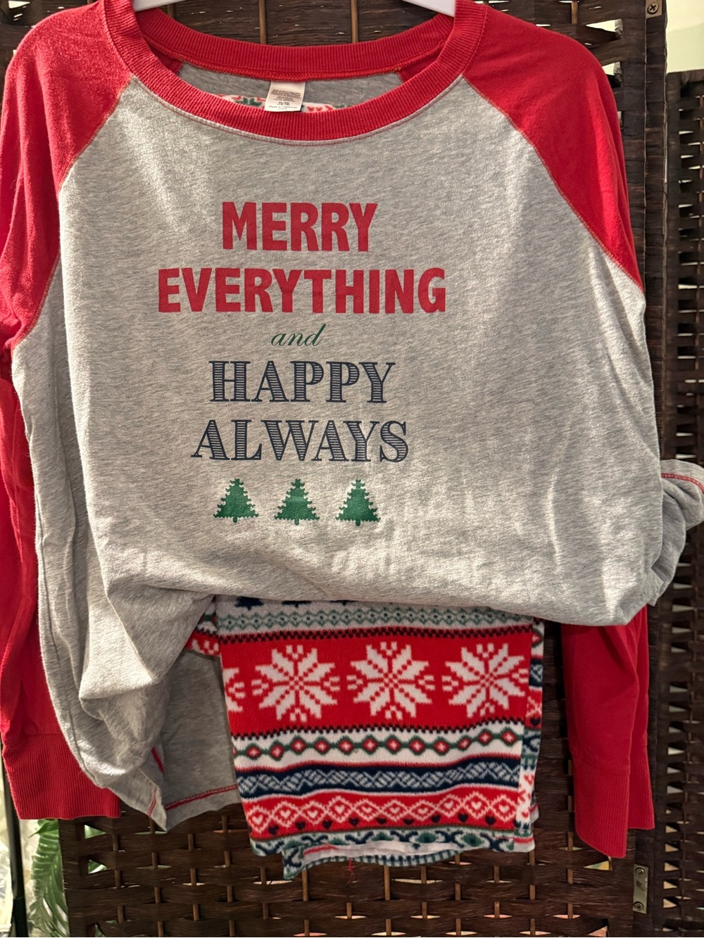 Women’s Merry Everything and Happy Always Red & Gray Holiday Pajama Set